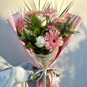 Pembe Gerbera & Karanfil Buketi