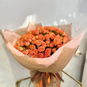 50 Adet Turuncu Çardak Gül Buketi